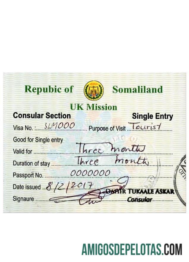 Visto de turista para SOMALILÂNDIA modelo